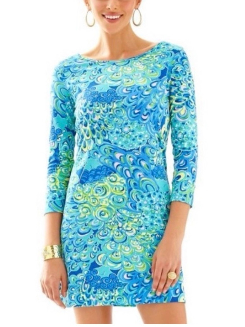 NWOT Lilly Pulitzer Marlowe Dress in Lagoon Sea Blue Size Small 100% Pima Cotton - Picture 2 of 9